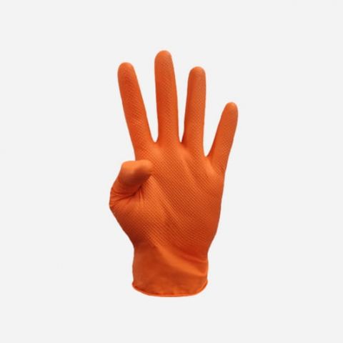 GUANTES NITRILO NARANJA TEXTURIZADOS 50UNID.